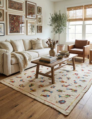 5' x 6' 5 Hand Woven Kilim Suzani Wool Rug