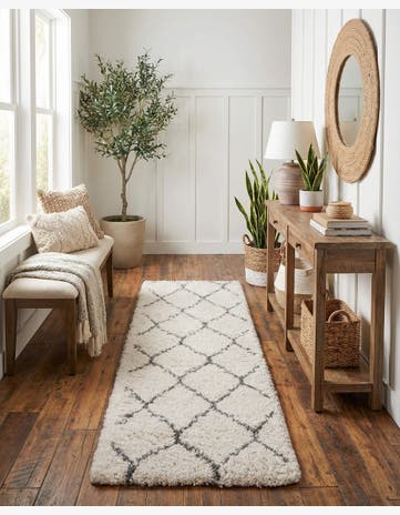 Ivory Moroccan Shag Runner Rug