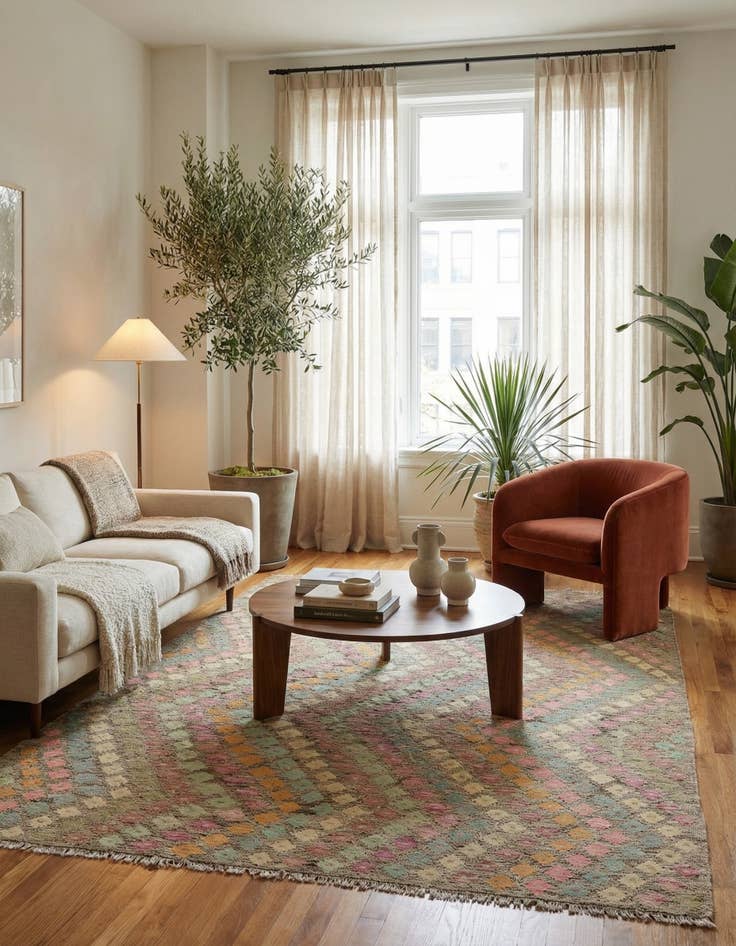 Detail image of 5' 10 x 8'  Hand Woven Kilim Modern Wool Rug