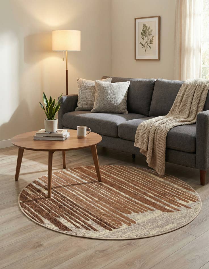 Detail image of 3' x 3'  Washable Modern Indoor / Outdoor Round Rug