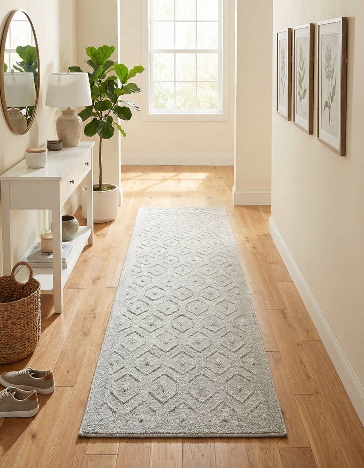 Detail image of 2' x 8'  Washable Trellis Textured Indoor / Outdoor Runner Rug