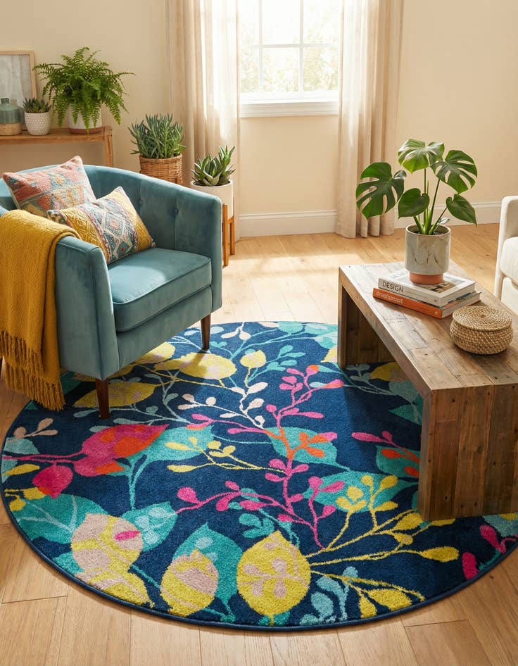 Detail image of 5' 3 x 5' 3 Azalea Round Rug