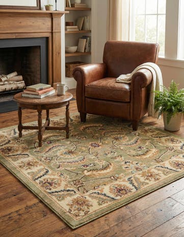 Green Aditi Square Rug