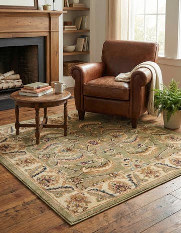 Green Aditi Square Rug