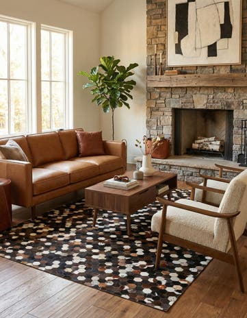 5' x 8' Cowhide Leather Rug