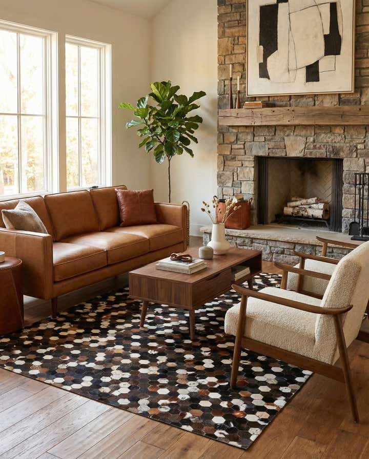 5' x 8' Cowhide Leather Rug