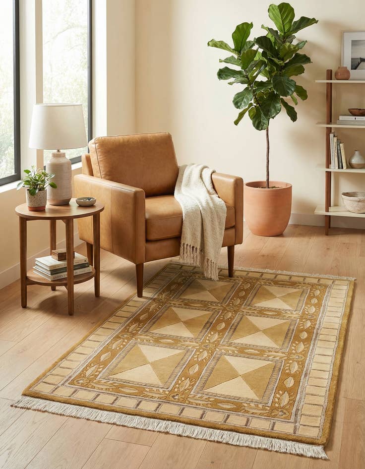 Detail image of 3' x 4' 11  Hand Knotted Darya Wool Rug