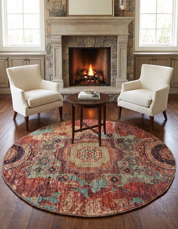 4' 10 x 4' 11 Hand Knotted Mamluk Ziegler Round Rug
