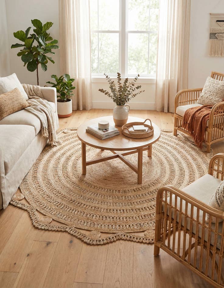Detail image of 10' x 10'  Hand Braided Jute Round Rug