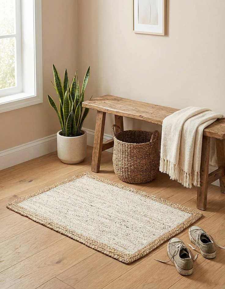 Detail image of 2' x 3' 1  Hand Braided Jute Rug