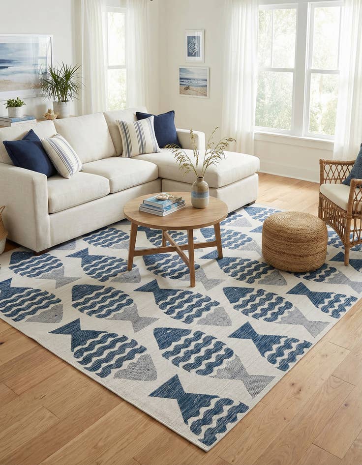 Detail image of 7' 10 x 10'  Washable Coastal Indoor / Outdoor Rug