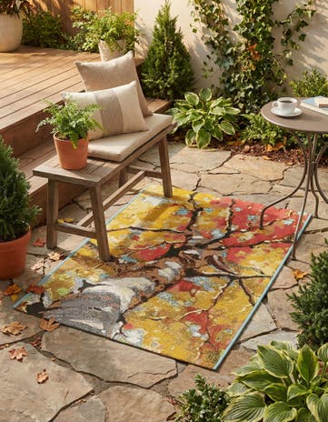 Easy-Clean Botanical Indoor / Outdoor Rug