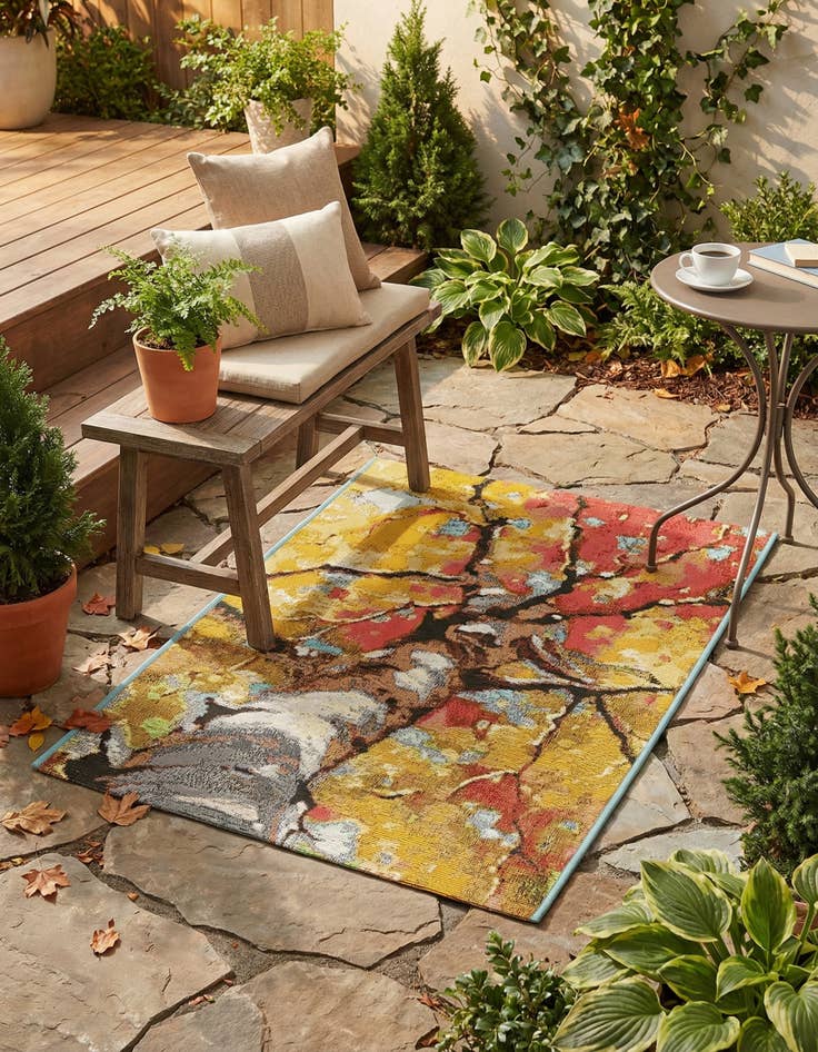 Detail image of 2' x 3' 1  Washable Botanical Indoor / Outdoor Rug