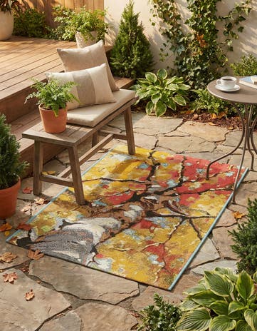 Easy-Clean Botanical Indoor / Outdoor Rug
