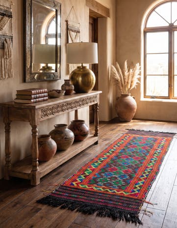 2' 1 x 8' 3 Hand Knotted Kilim Fars Persian Wool Runner Rug