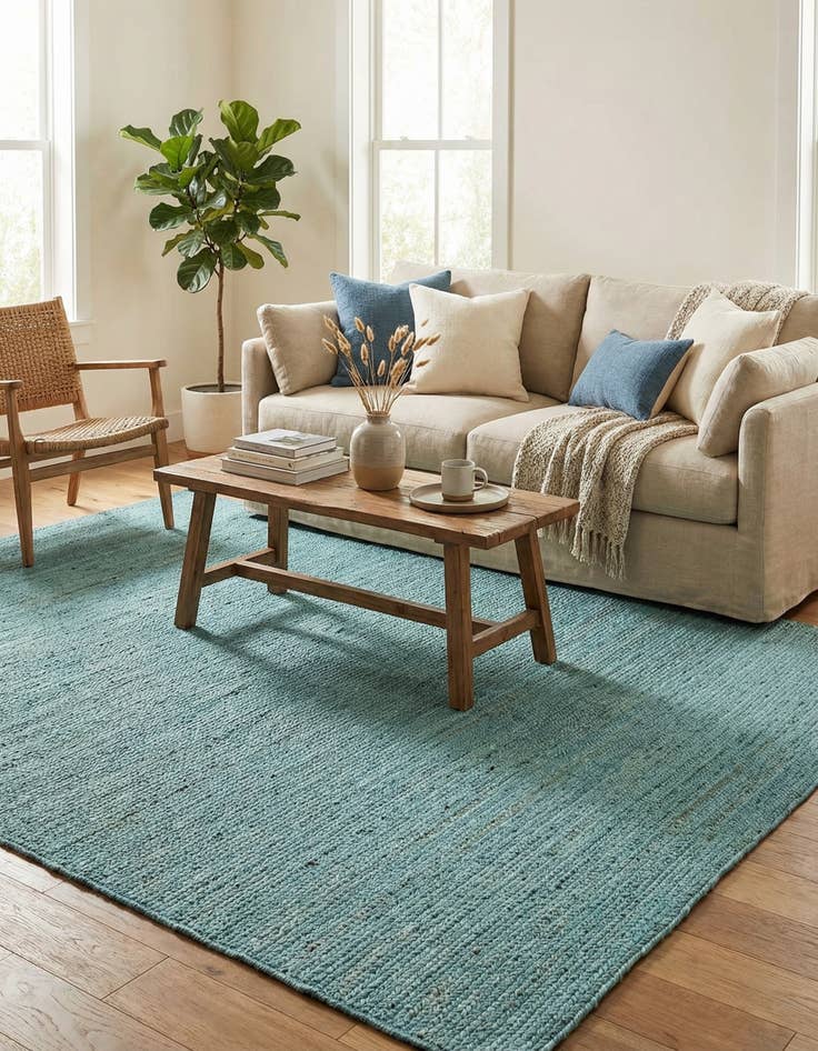 Detail image of  7' 1 x 10'  Hand Braided Jute Rug