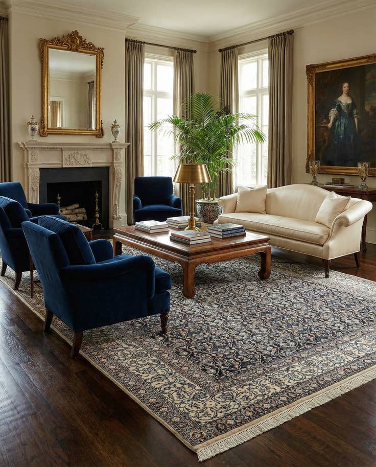 Detail image of 6' 8 x 9' 11 Hand Knotted Nain Rug