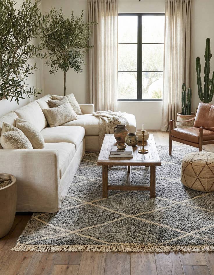 Detail image of 6' 3 x 9'  Hand Knotted Moroccan Wool Rug