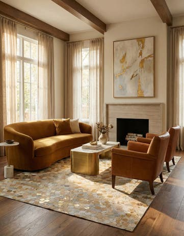 5' 2 x 8' Cowhide Leather Rug