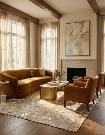 5' 2 x 8' Cowhide Leather Rug