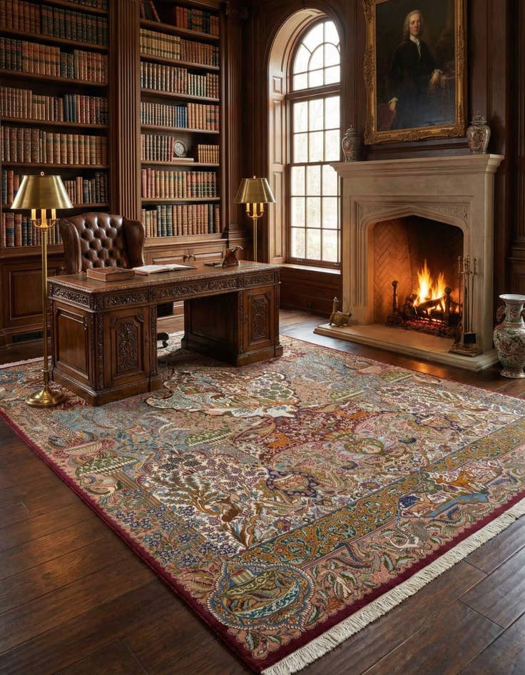 Detail image of  9' 7 x 13' 1  Hand Knotted Kashmar Persian Wool Rug