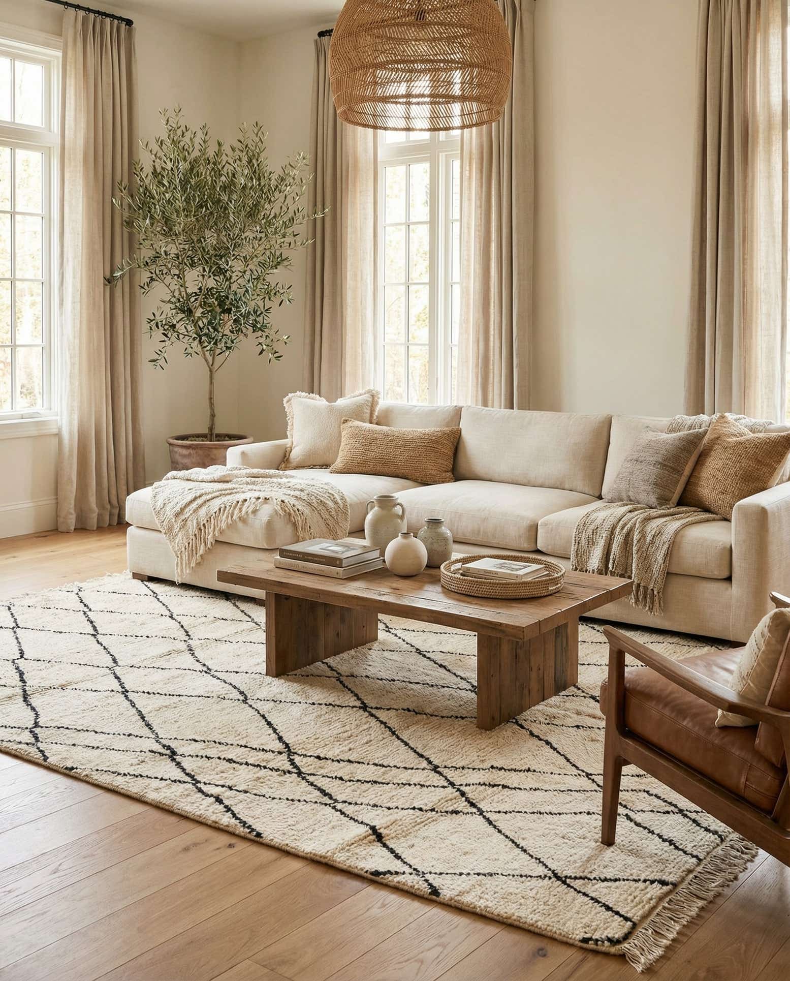 6' x 9' 7 Hand Knotted Moroccan Wool Rug