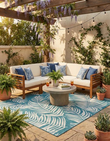 10' x 10' Easy-Clean Botanical Indoor / Outdoor Square Rug