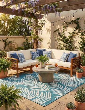 10' x 10' Easy-Clean Botanical Indoor / Outdoor Square Rug