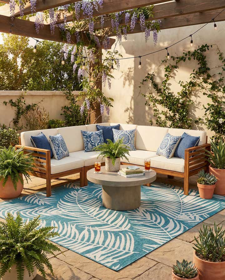 10' x 10' Easy-Clean Botanical Indoor / Outdoor Square Rug