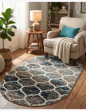 3' x 5' 3 Lattice Frieze Oval Rug
