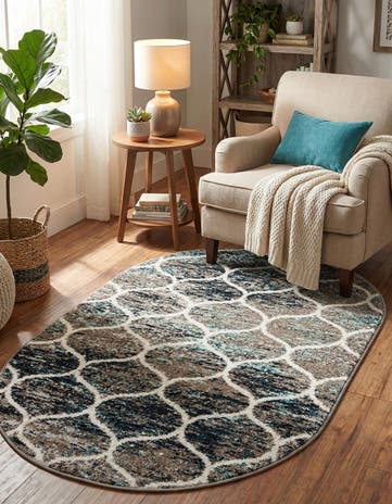 3' x 5' 3 Lattice Frieze Oval Rug