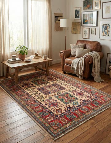 4' x 5' 8 Hand Knotted Kazak Rug