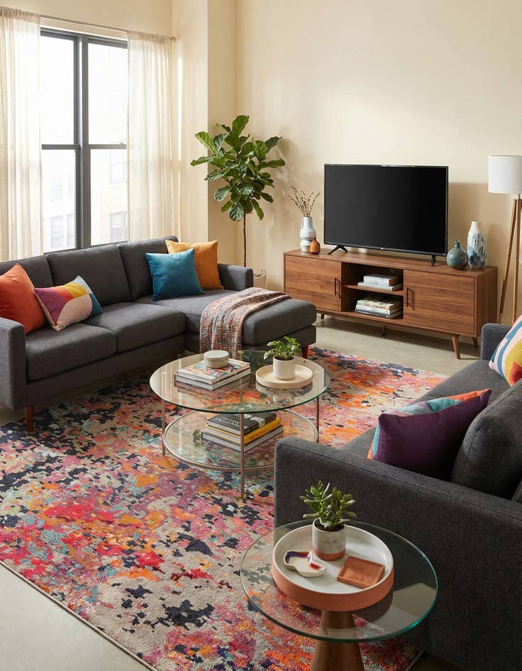 Detail image of 9' 10 x 9' 10  Washable Vivid Square Rug