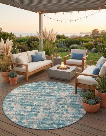 10' x 10' Easy-Clean Modern Indoor / Outdoor Round Rug