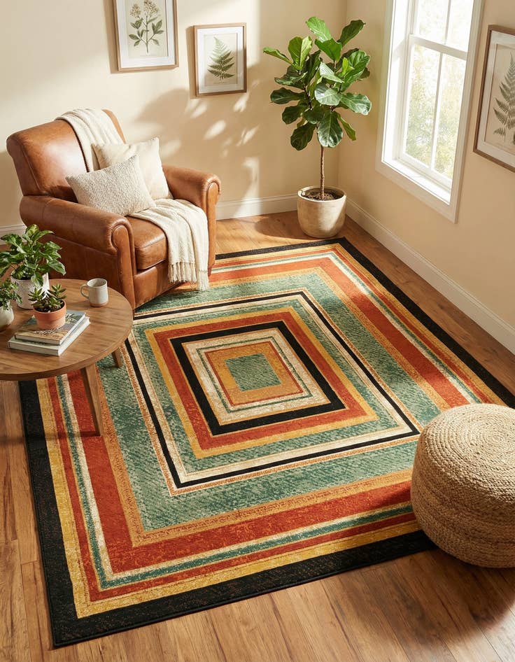 Detail image of  7' 10 x 10'  Washable Modern Indoor / Outdoor Rug