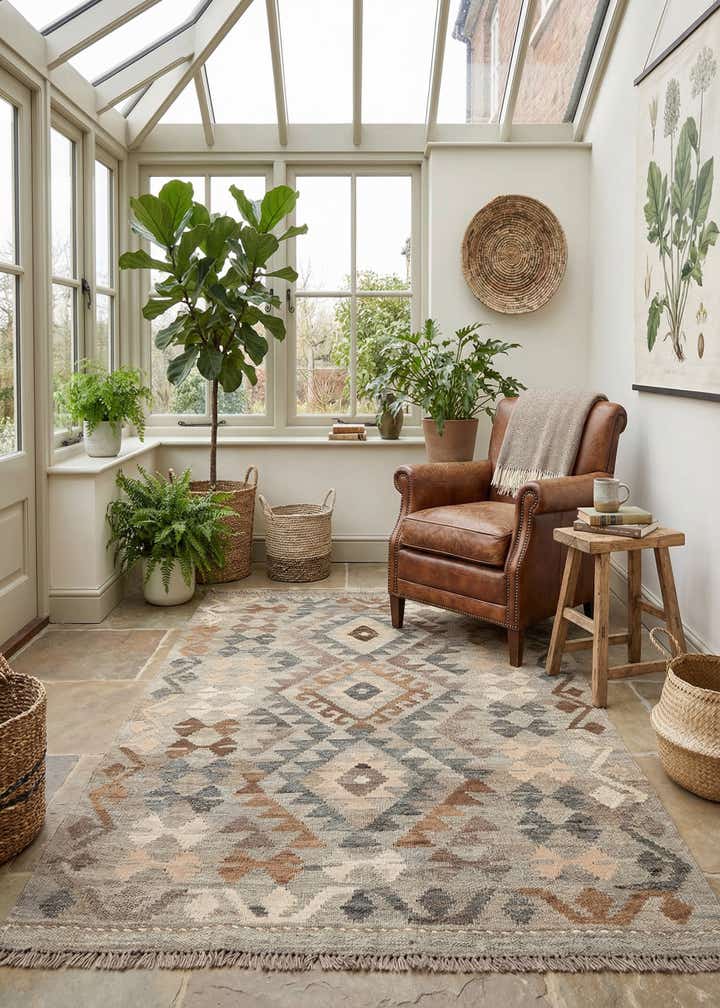 3' 3 x 5' 11 Hand Woven Kilim Maymana Wool Rug