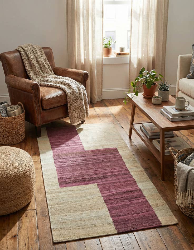 Detail image of 2' 4 x 5' 4  Hand Woven Kilim Modern Wool Runner Rug