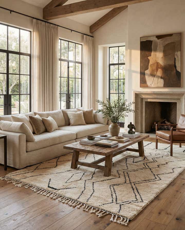 6' 10 x 9' 5 Hand Knotted Moroccan Wool Rug