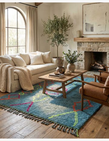 6' 8 x 9' 9 Hand Knotted Moroccan Wool Rug