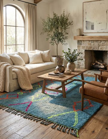 6' 8 x 9' 9 Hand Knotted Moroccan Wool Rug
