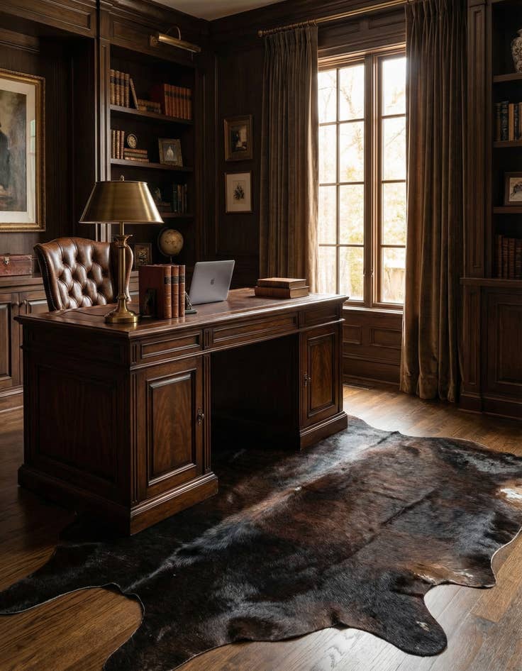 Detail image of 4' 5 x 5' 5 Cowhide Leather Rug