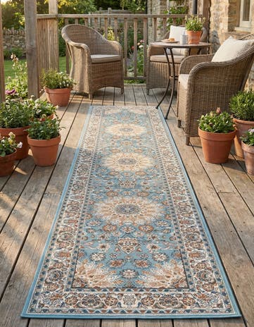 2' 7 x 12' Easy-Clean Traditional Indoor / Outdoor Runner Rug