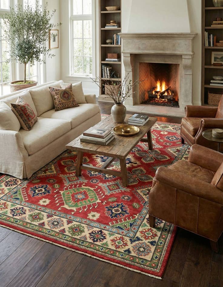 Detail image of 5' 10 x 8' 10  Hand Knotted Kazak Rug