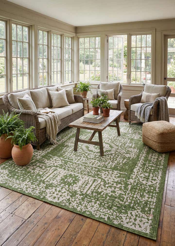 9' x 12' Easy-Clean Traditional Indoor / Outdoor Rug