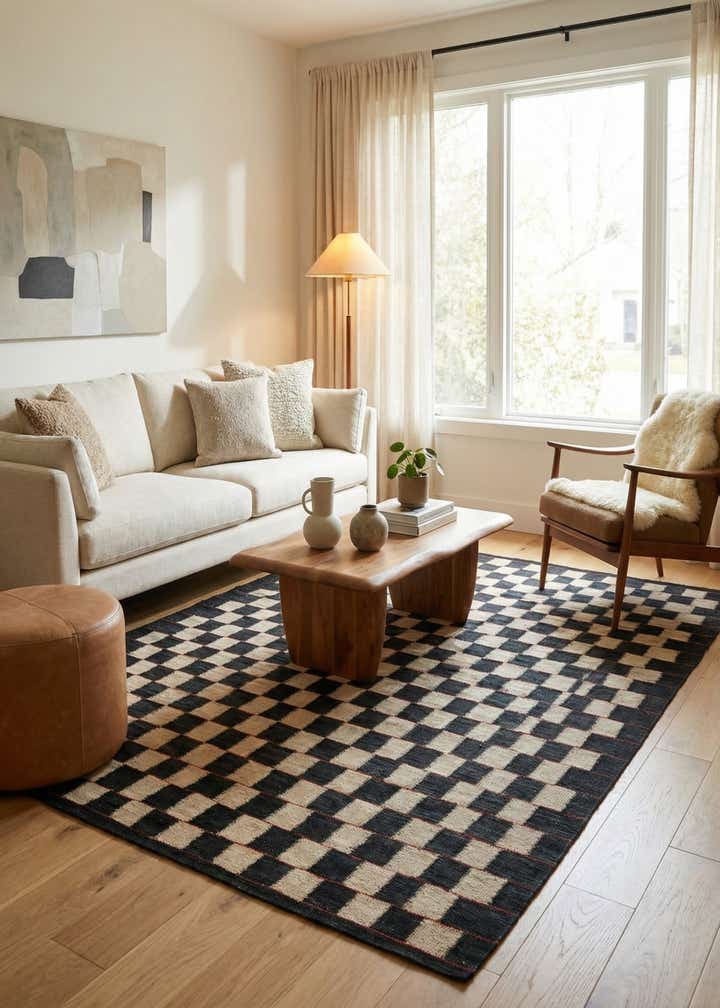 4' 11 x 6' 3 Hand Woven Kilim Modern Wool Rug