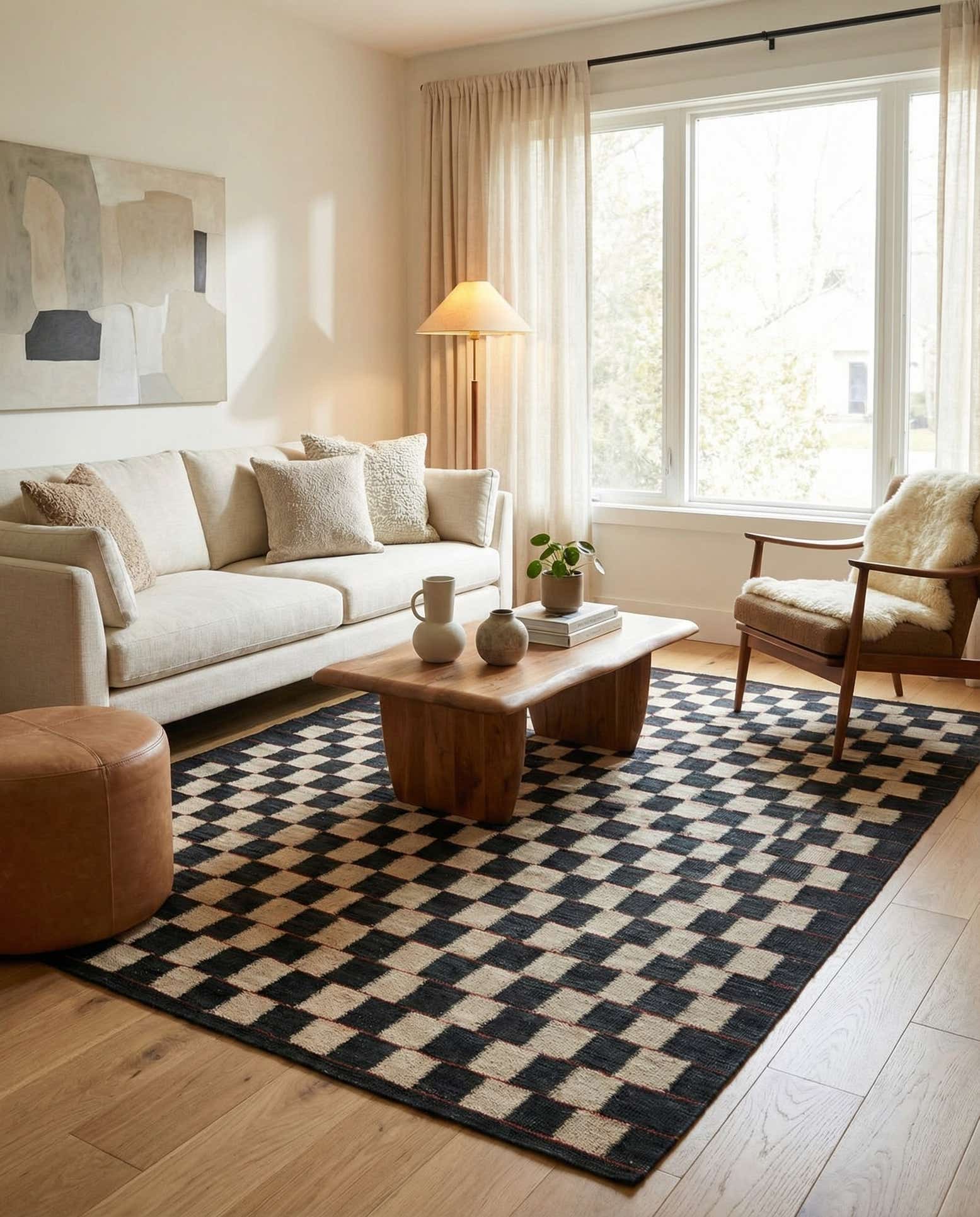 4' 11 x 6' 3 Hand Woven Kilim Modern Wool Rug
