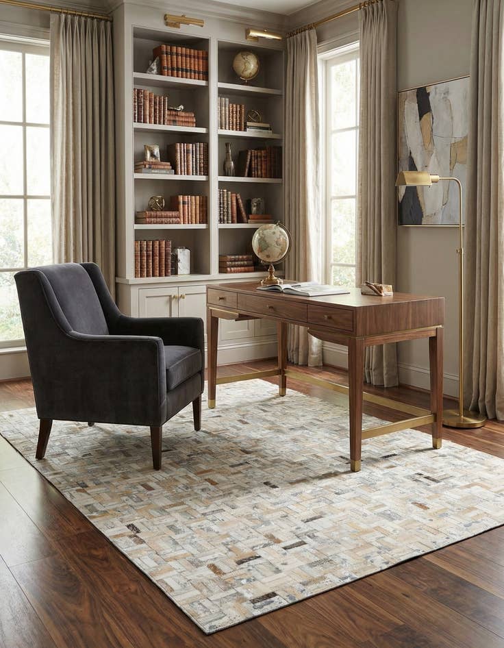 Detail image of 4' 11 x 7' 10 Cowhide Stocks Rug