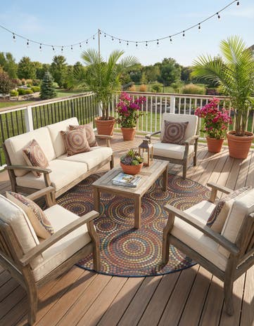 7' 10 x 7' 10 Easy-Clean Baja Indoor / Outdoor Round Rug