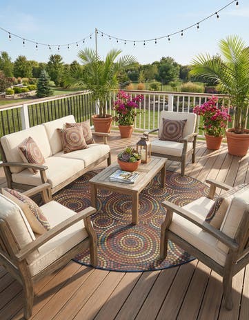 7' 10 x 7' 10 Easy-Clean Baja Indoor / Outdoor Round Rug