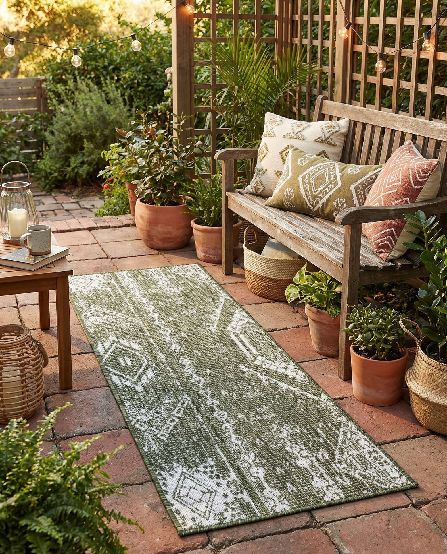 2' x 5' 3 Easy-Clean Bohemian Indoor / Outdoor Runner Rug
